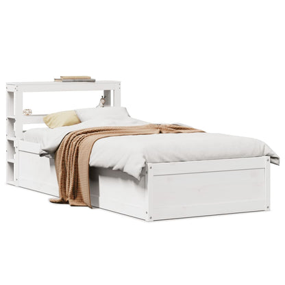 Estrutura de cama com cabeceira 90x200 cm pinho maciço branco