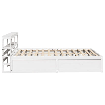 Estrutura cama c/ cabeceira 140x190 cm pinho maciço branco