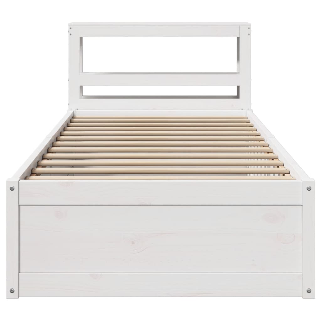 Estrutura de cama com cabeceira 90x190 cm pinho maciço branco