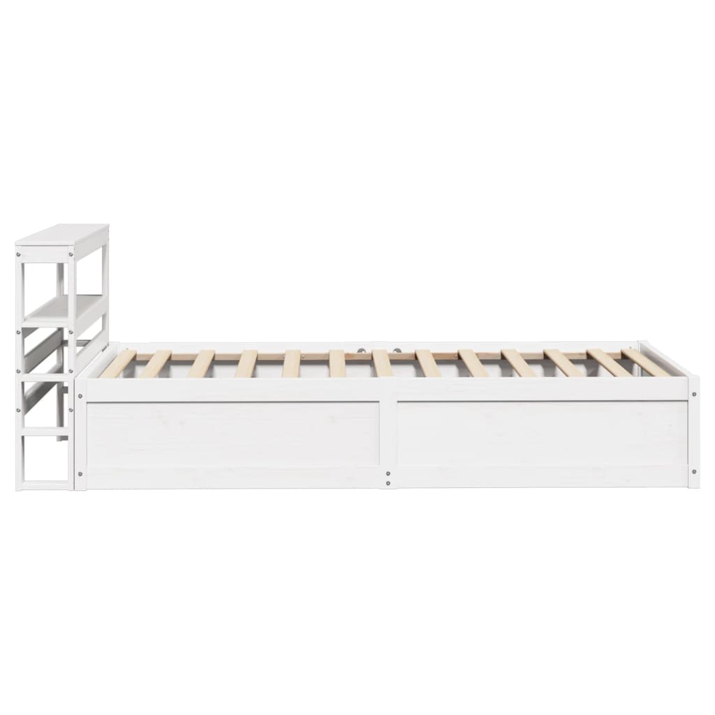 Estrutura de cama com cabeceira 90x190 cm pinho maciço branco