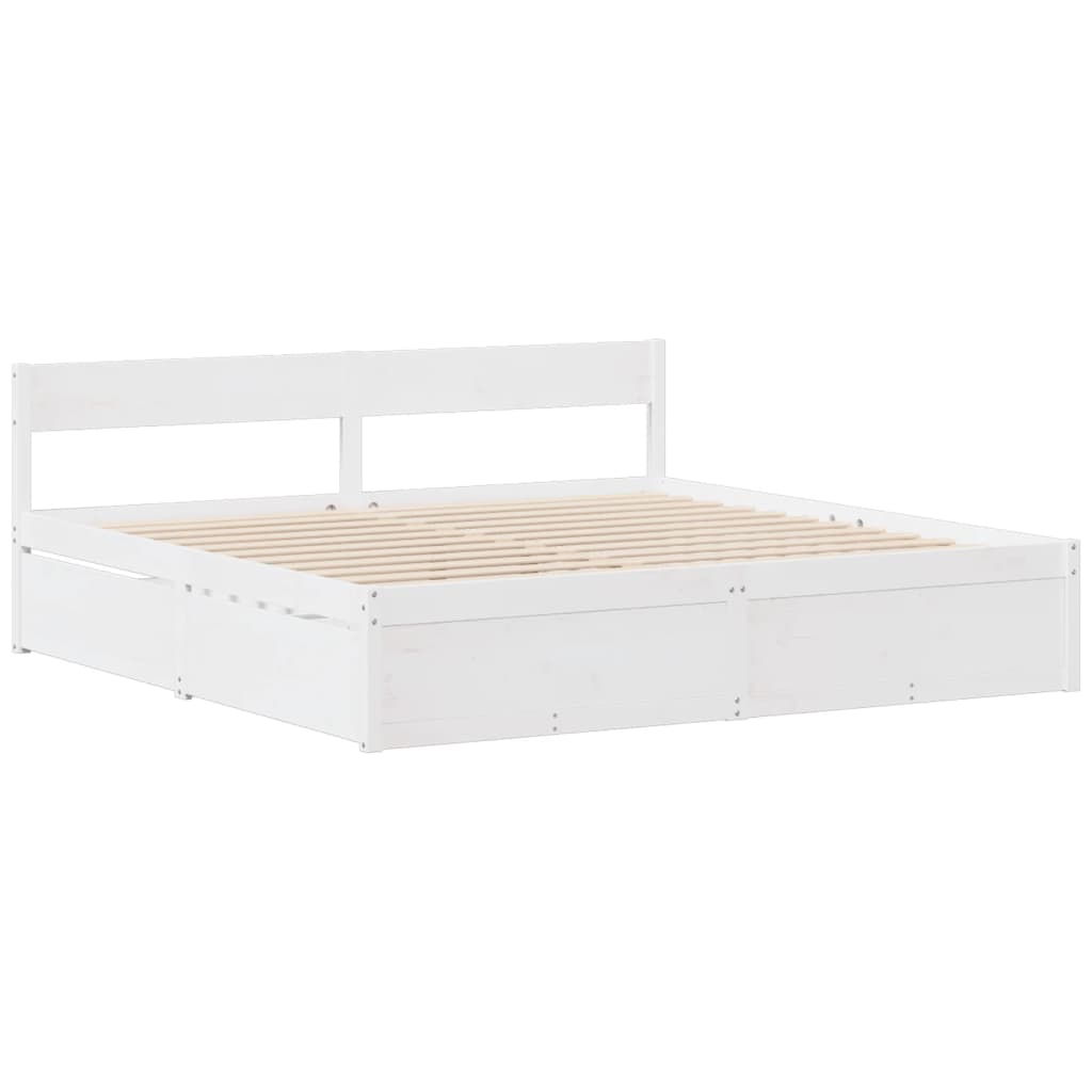 Cama sem colchão 180x200 cm madeira de pinho maciça branco