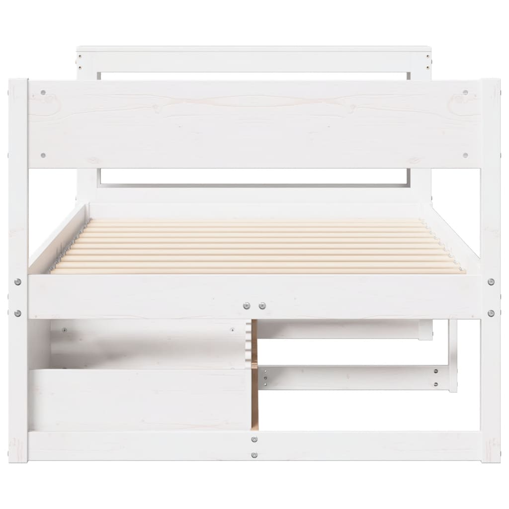 Cama sem colchão 100x200 cm madeira de pinho maciça branco