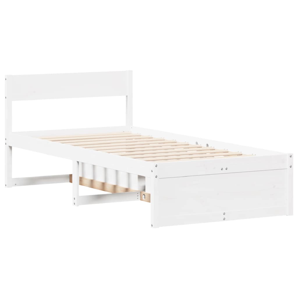 Cama sem colchão 100x200 cm madeira de pinho maciça branco