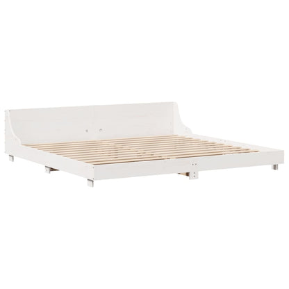 Cama sem colchão 200x200 cm madeira de pinho maciça branco