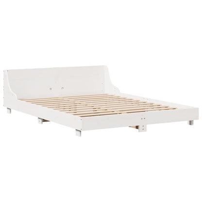 Cama sem colchão 135x190 cm madeira de pinho maciça branco