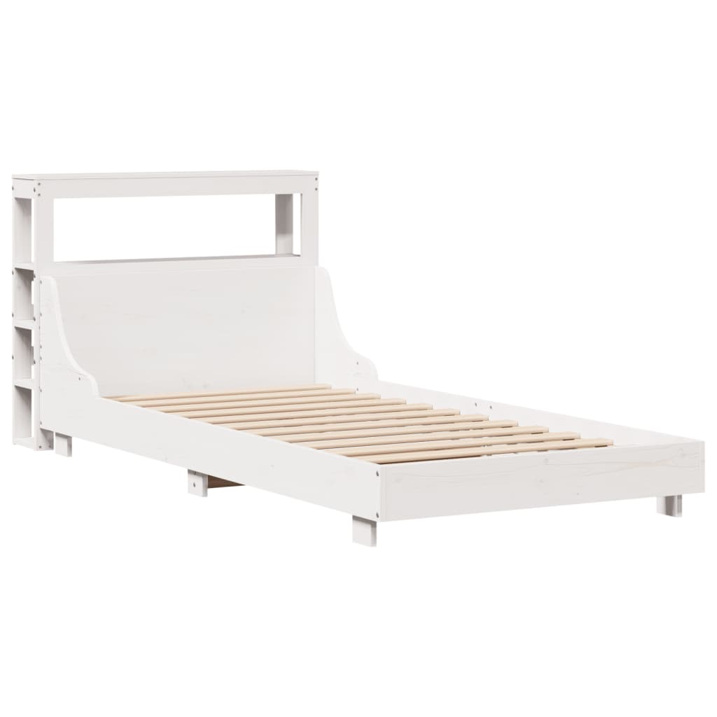 Cama sem colchão 75x190 cm madeira de pinho maciça branco