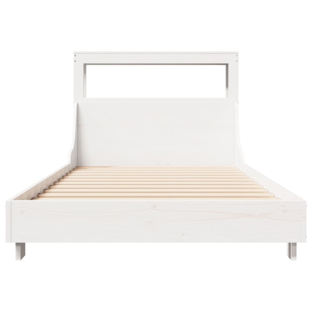 Cama sem colchão 75x190 cm madeira de pinho maciça branco