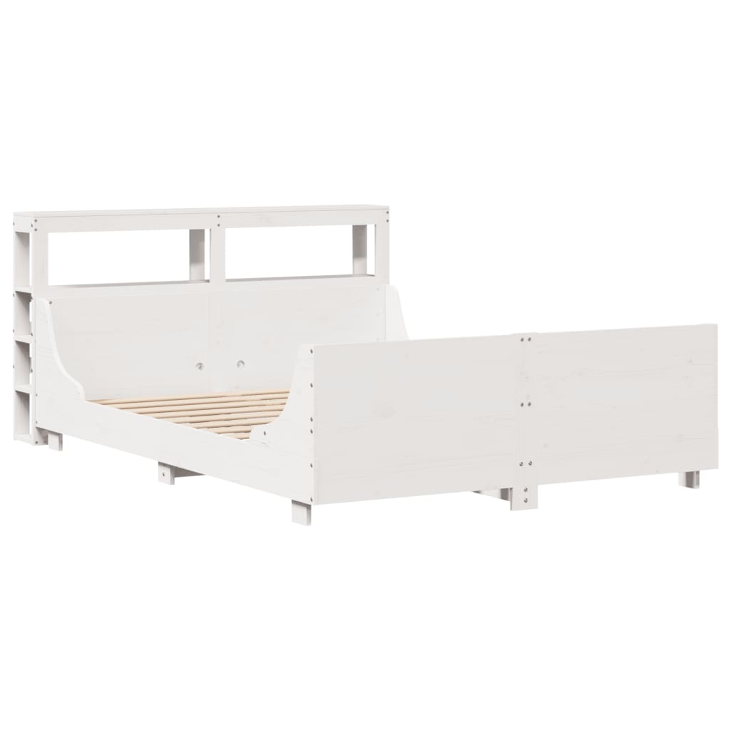 Cama sem colchão 135x190 cm madeira de pinho maciça branco