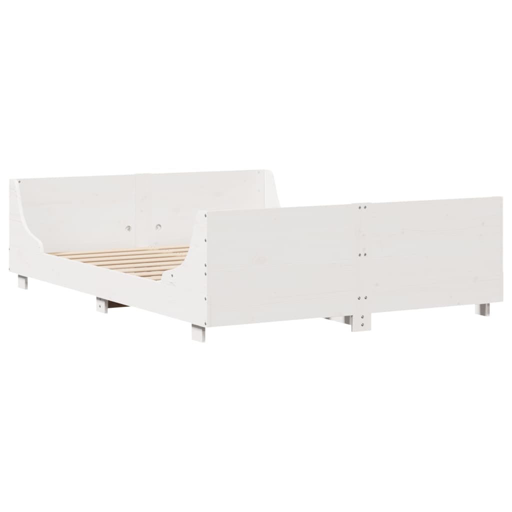 Cama sem colchão 135x190 cm madeira de pinho maciça branco