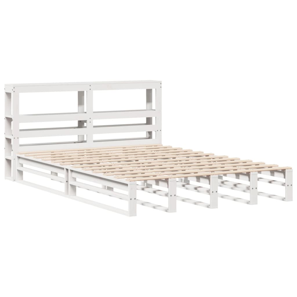 Cama sem colchão 120x190 cm madeira de pinho maciça branco