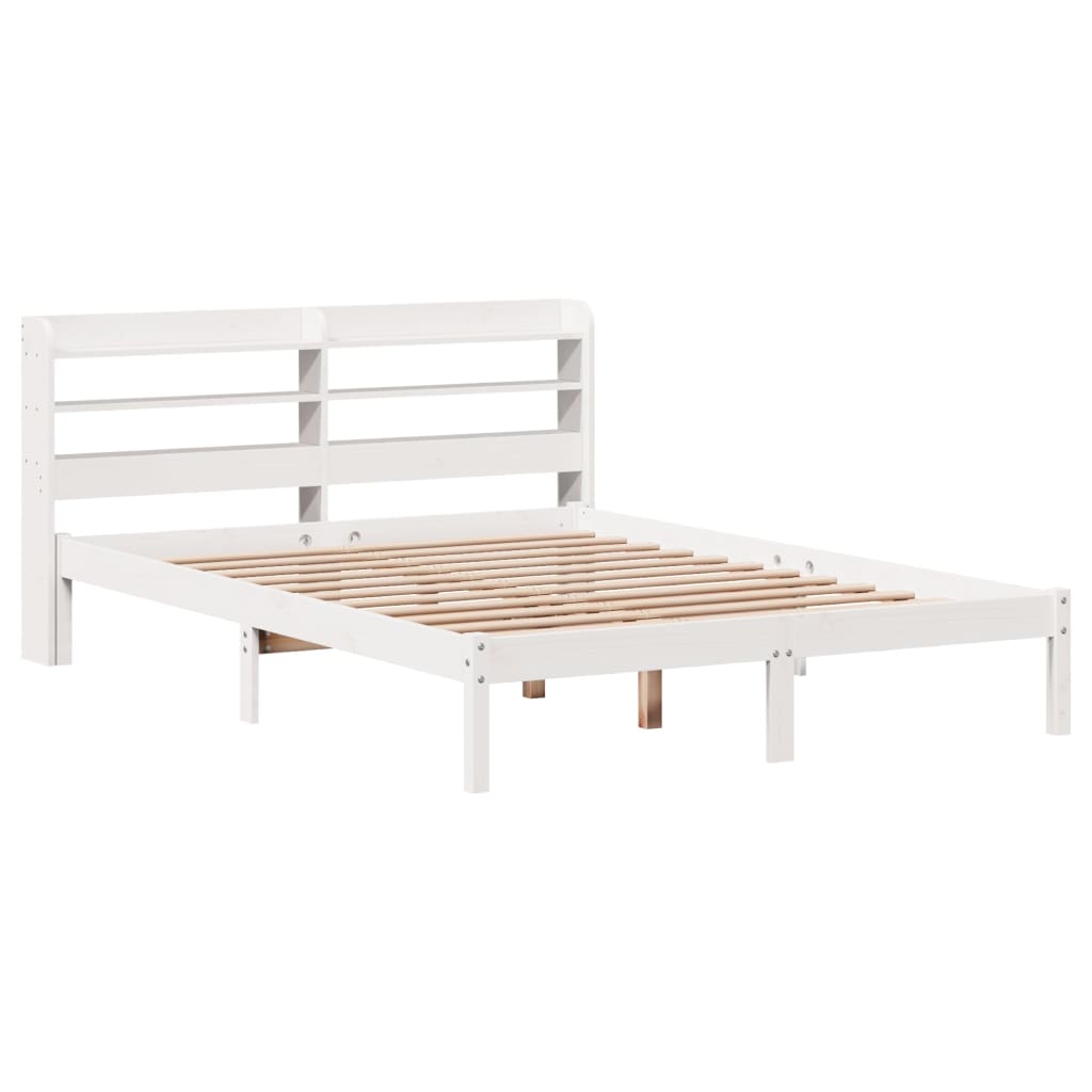 Cama sem colchão 140x190 cm madeira de pinho maciça branco