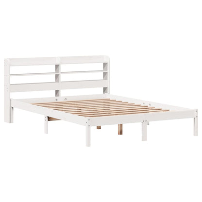 Cama sem colchão 140x190 cm madeira de pinho maciça branco