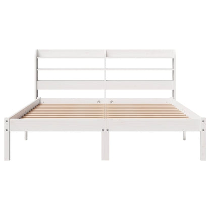 Cama sem colchão 140x190 cm madeira de pinho maciça branco