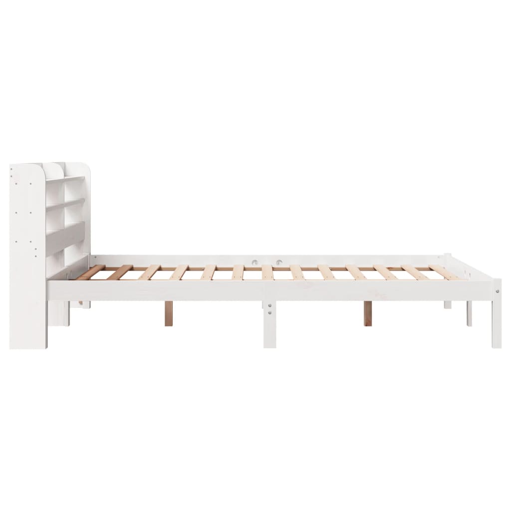 Cama sem colchão 140x190 cm madeira de pinho maciça branco