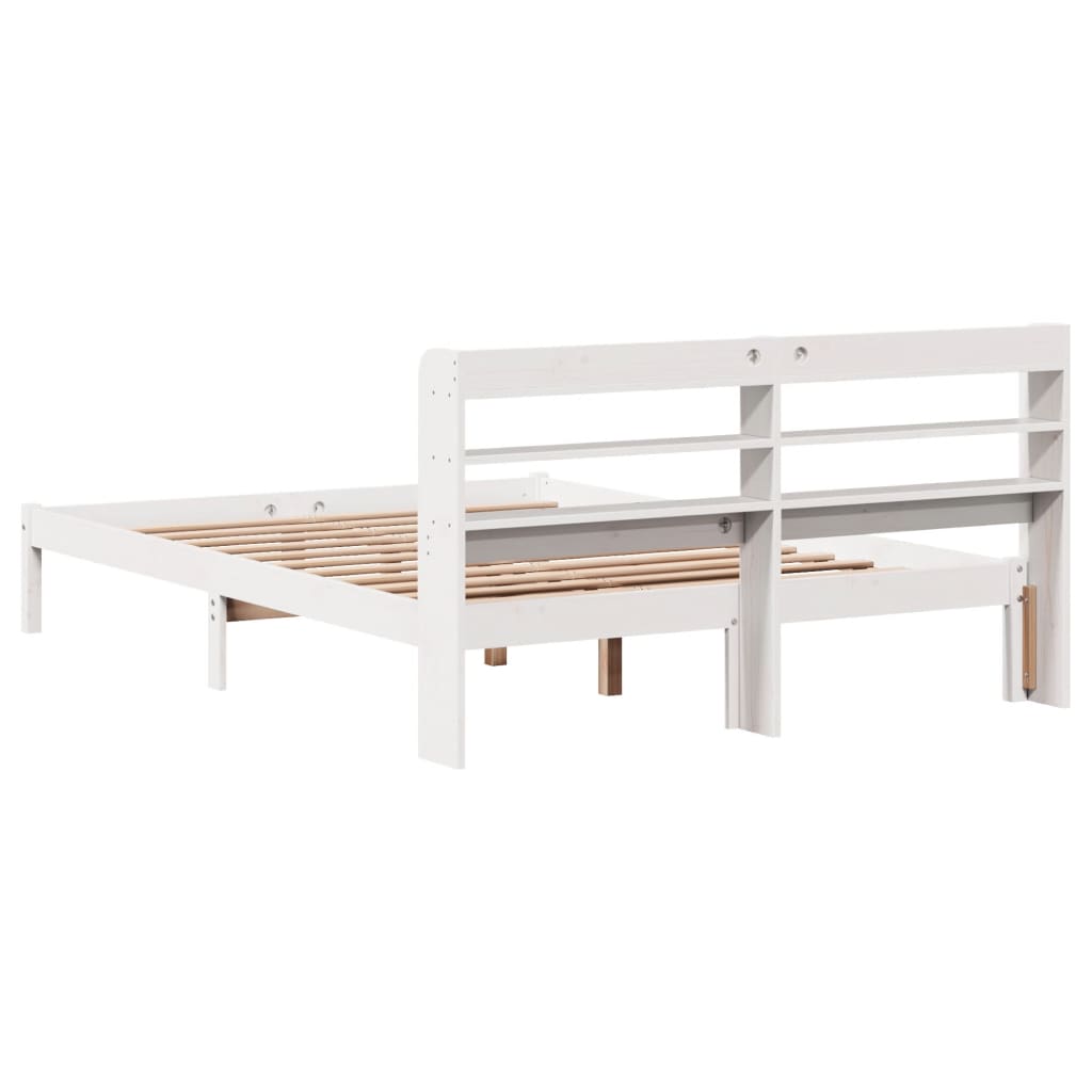 Cama sem colchão 140x190 cm madeira de pinho maciça branco