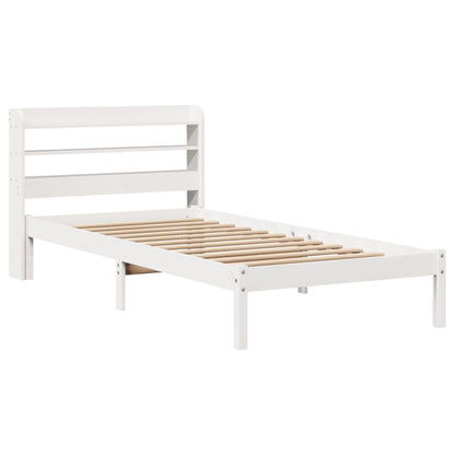 Cama sem colchão 90x200 cm madeira de pinho maciça branco