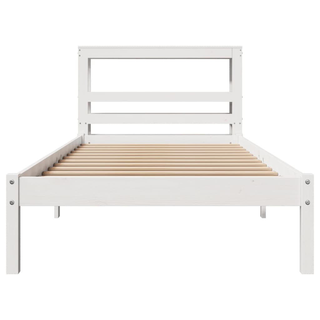 Cama sem colchão 90x200 cm madeira de pinho maciça branco