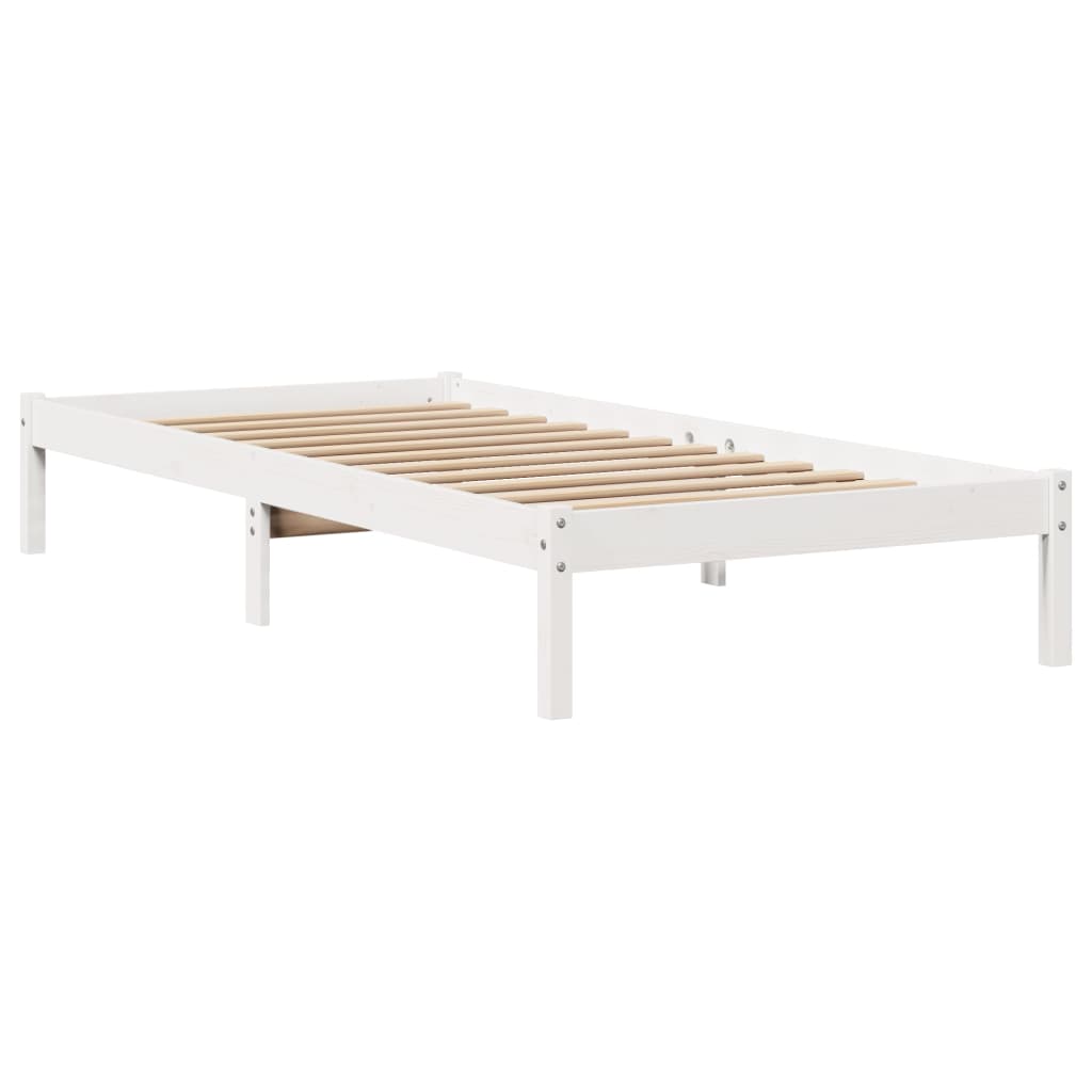 Cama sem colchão 90x200 cm madeira de pinho maciça branco