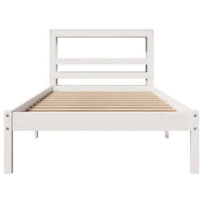 Cama sem colchão 100x200 cm madeira de pinho maciça branco