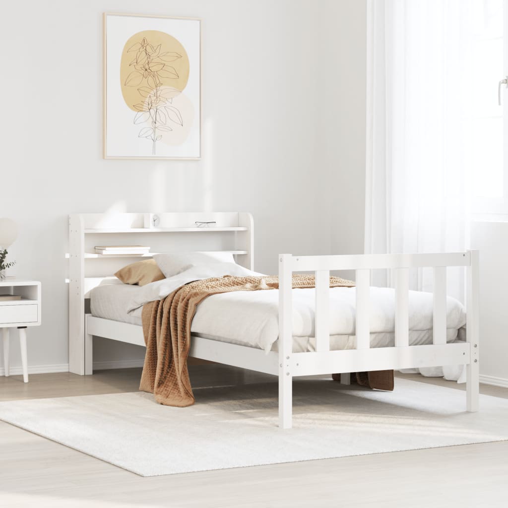 Cama sem colchão 90x190 cm madeira de pinho maciça branco