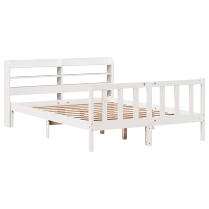 Cama sem colchão 135x190 cm madeira de pinho maciça branco