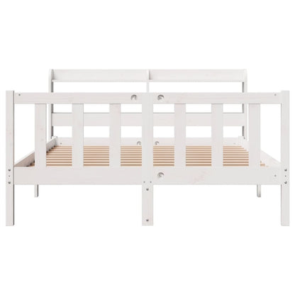 Cama sem colchão 135x190 cm madeira de pinho maciça branco