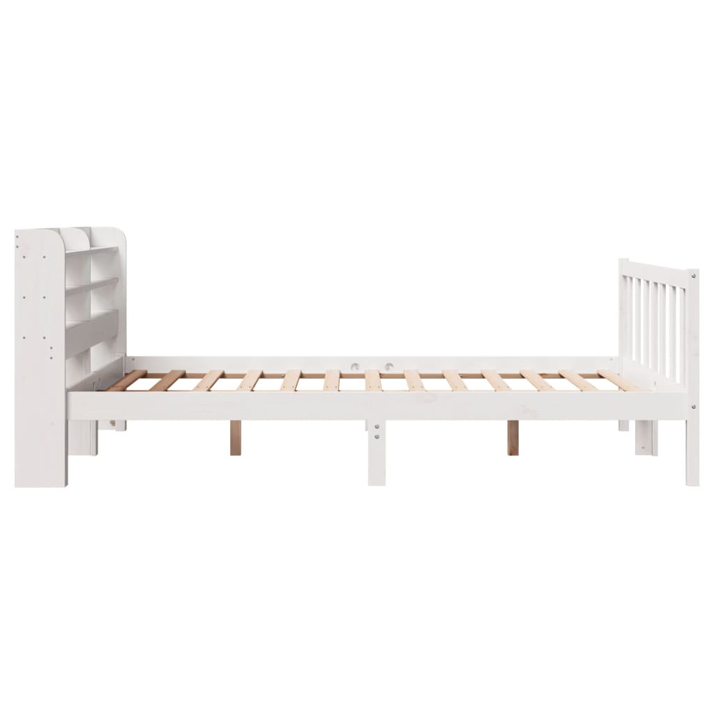 Cama sem colchão 135x190 cm madeira de pinho maciça branco