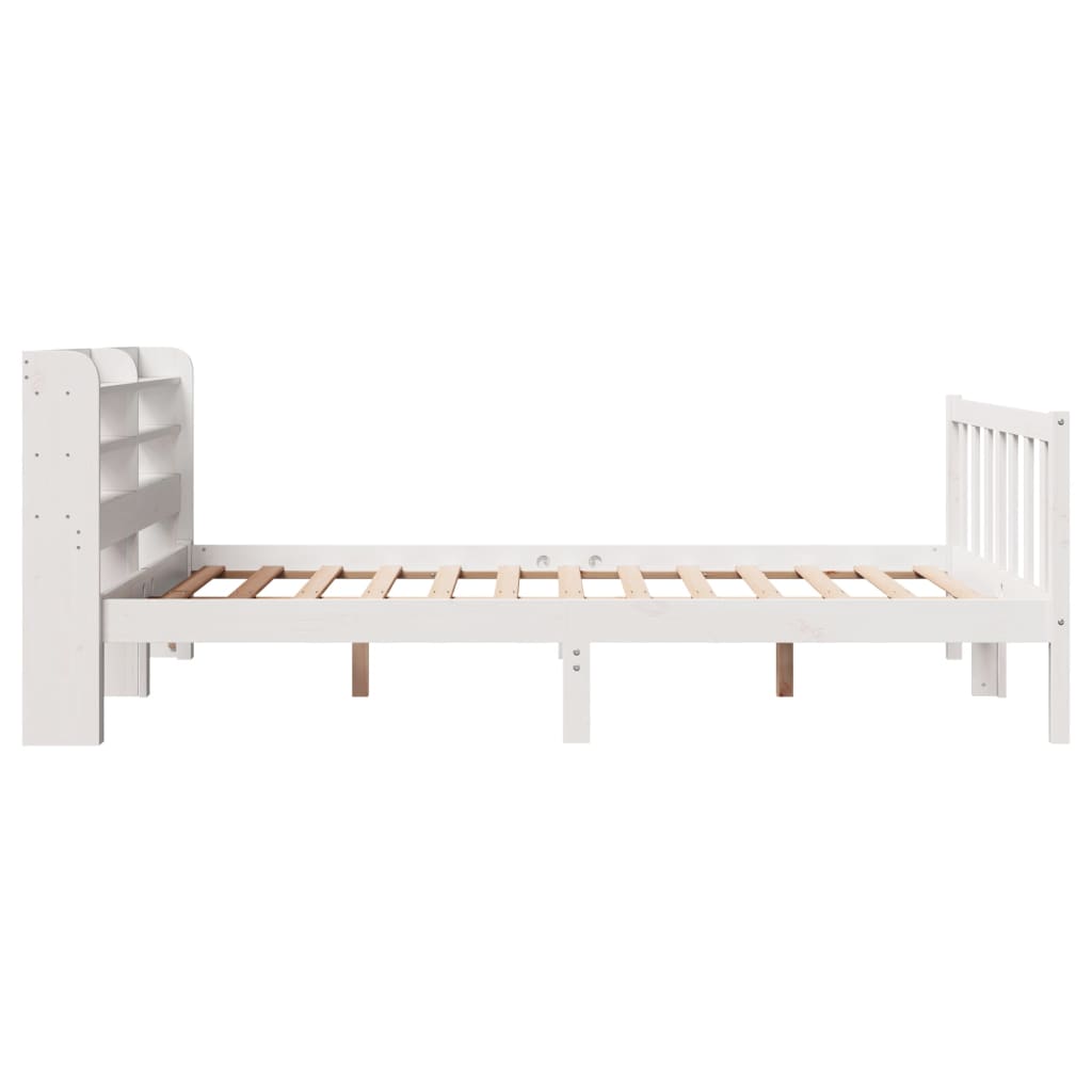 Cama sem colchão 140x190 cm madeira de pinho maciça branco