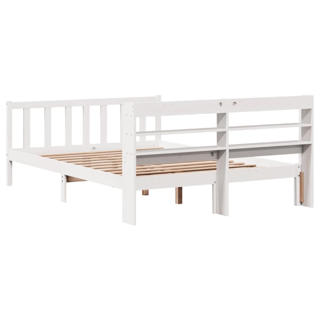 Cama sem colchão 140x190 cm madeira de pinho maciça branco