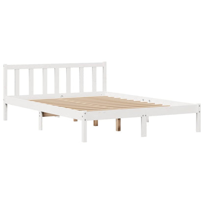 Cama sem colchão 140x190 cm madeira de pinho maciça branco