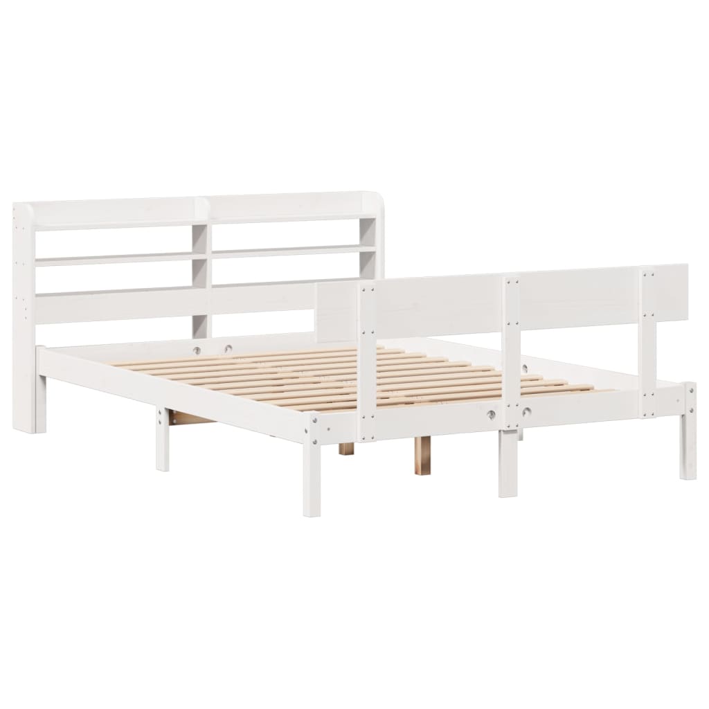 Cama sem colchão 140x190 cm madeira de pinho maciça branco