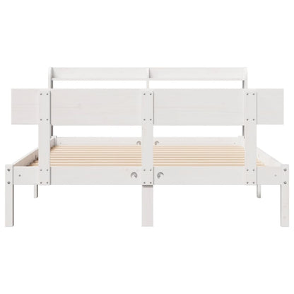 Cama sem colchão 140x190 cm madeira de pinho maciça branco