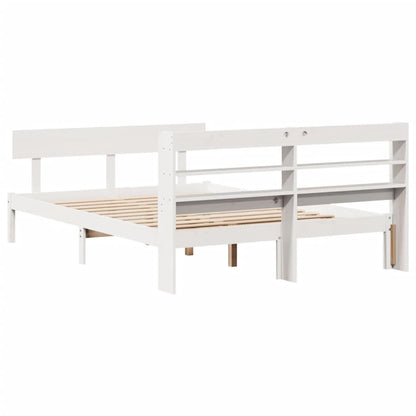 Cama sem colchão 140x190 cm madeira de pinho maciça branco