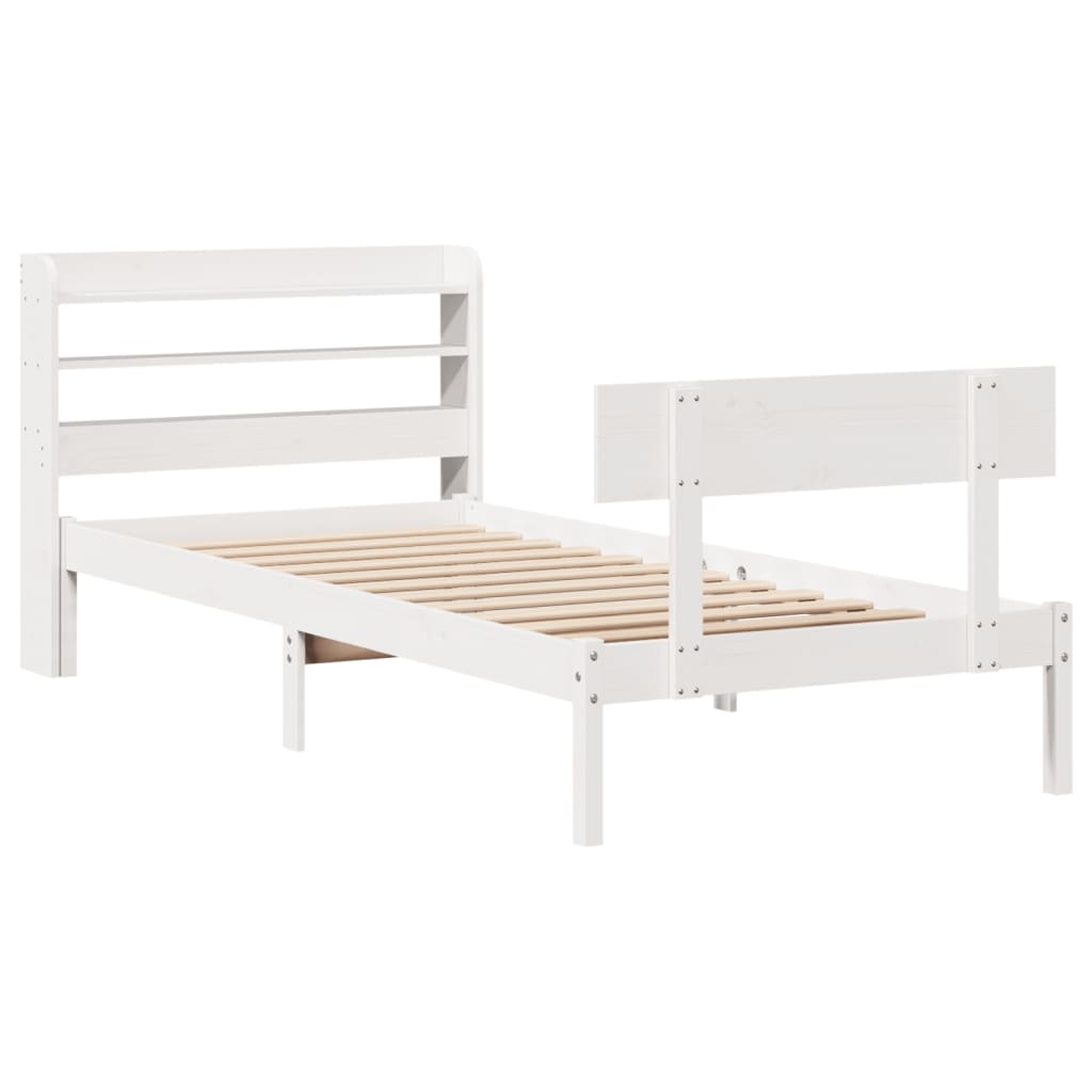 Cama sem colchão 90x200 cm madeira de pinho maciça branco