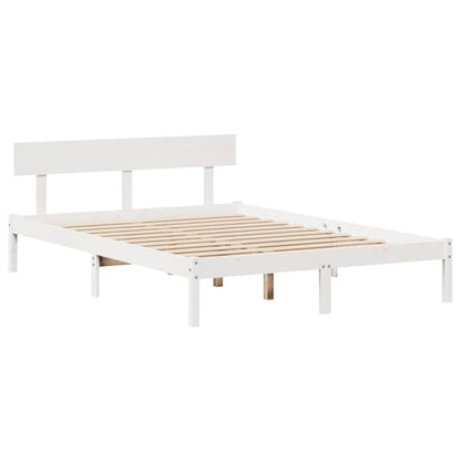 Cama sem colchão 140x200 cm madeira de pinho maciça branco