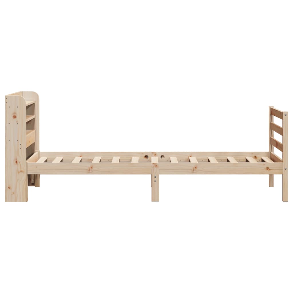 Estrutura de cama com cabeceira 75x190 cm pinho maciço