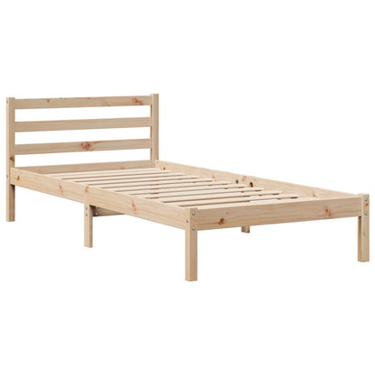 Estrutura de cama com cabeceira 75x190 cm pinho maciço