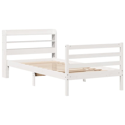 Estrutura de cama com cabeceira 90x190 cm pinho maciço branco