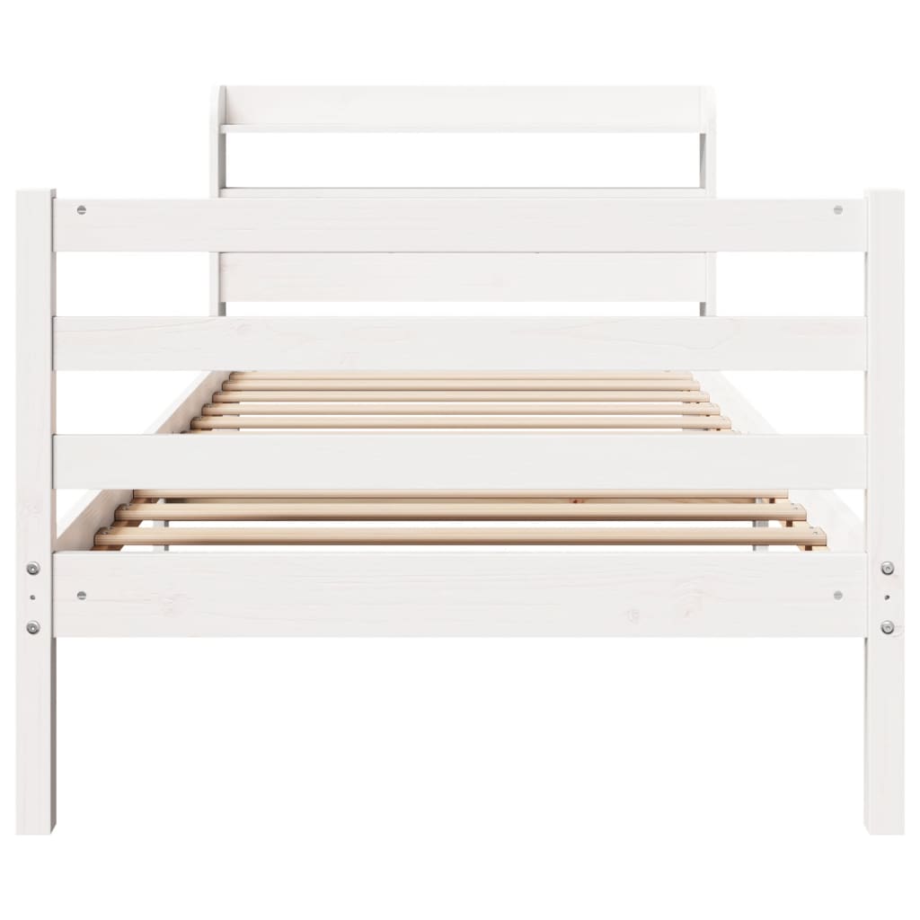 Estrutura de cama com cabeceira 90x190 cm pinho maciço branco