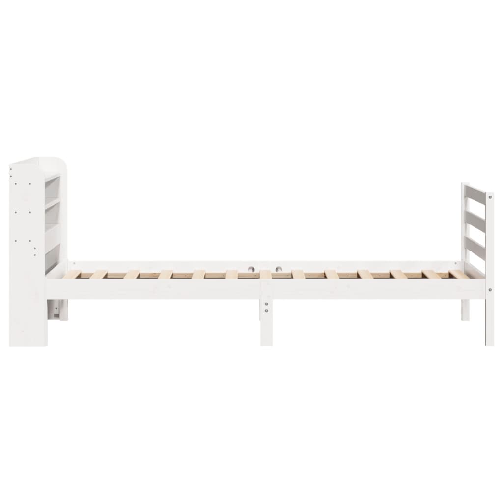 Estrutura de cama com cabeceira 90x190 cm pinho maciço branco