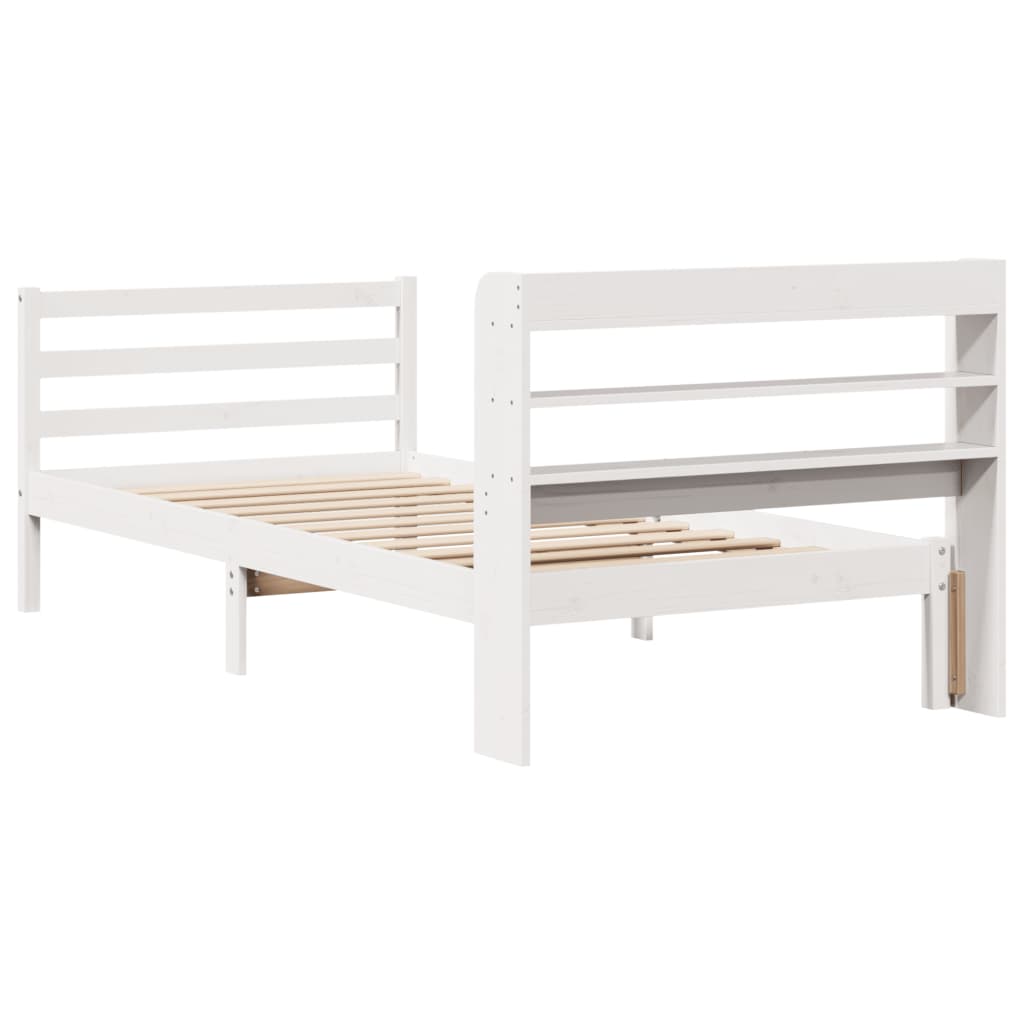 Estrutura de cama com cabeceira 90x190 cm pinho maciço branco