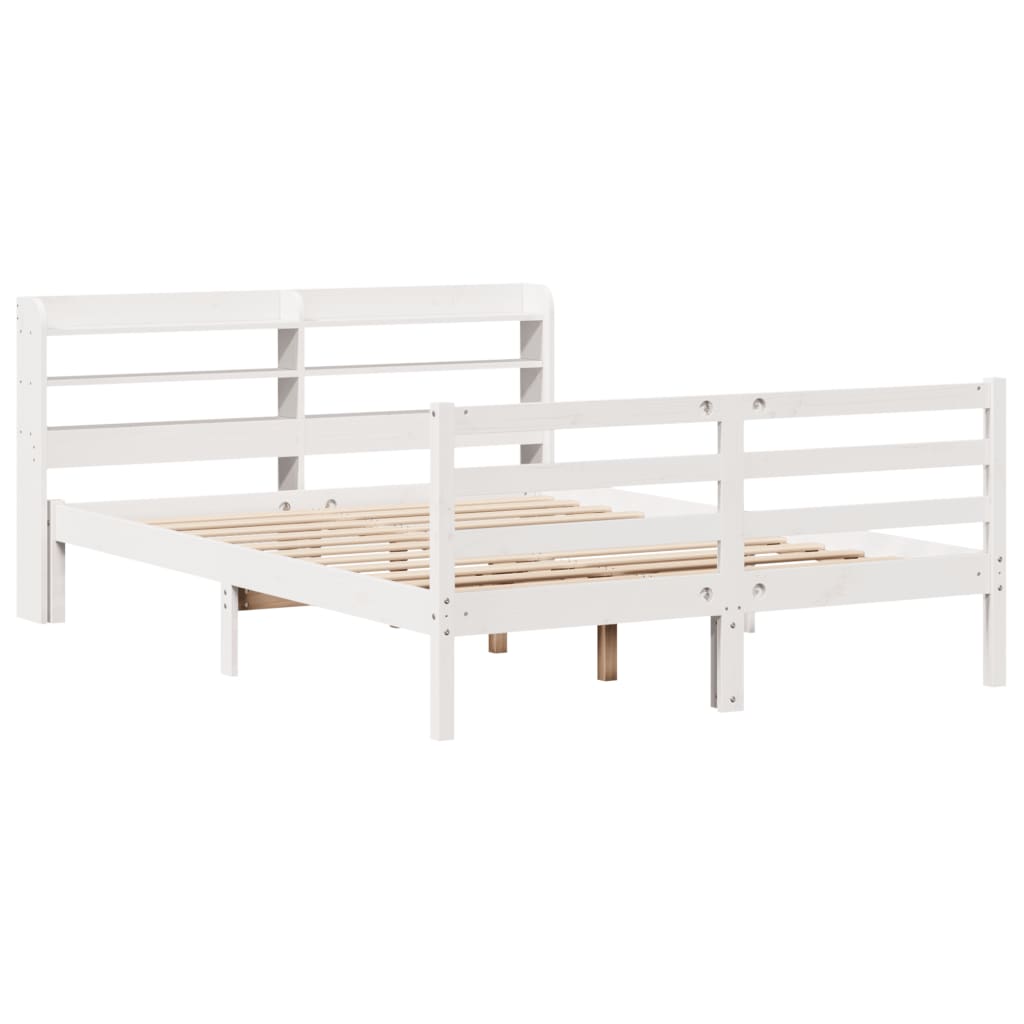 Estrutura cama c/ cabeceira 120x190 cm pinho maciço branco