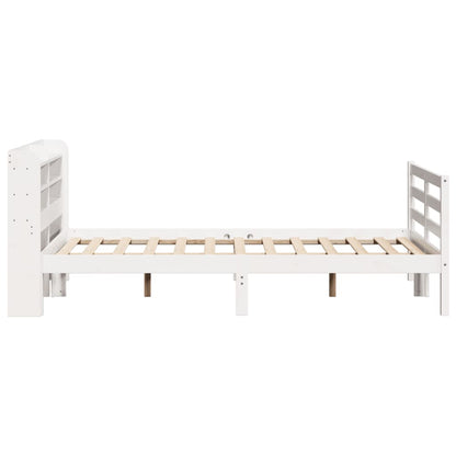 Estrutura cama c/ cabeceira 140x190 cm pinho maciço branco