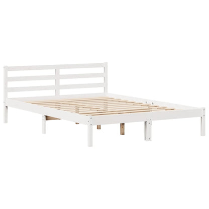 Estrutura cama c/ cabeceira 140x190 cm pinho maciço branco