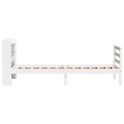 Estrutura de cama com cabeceira 90x200 cm pinho maciço branco