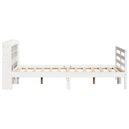 Estrutura de cama com cabeceira 140x200 cm pinho maciço branco