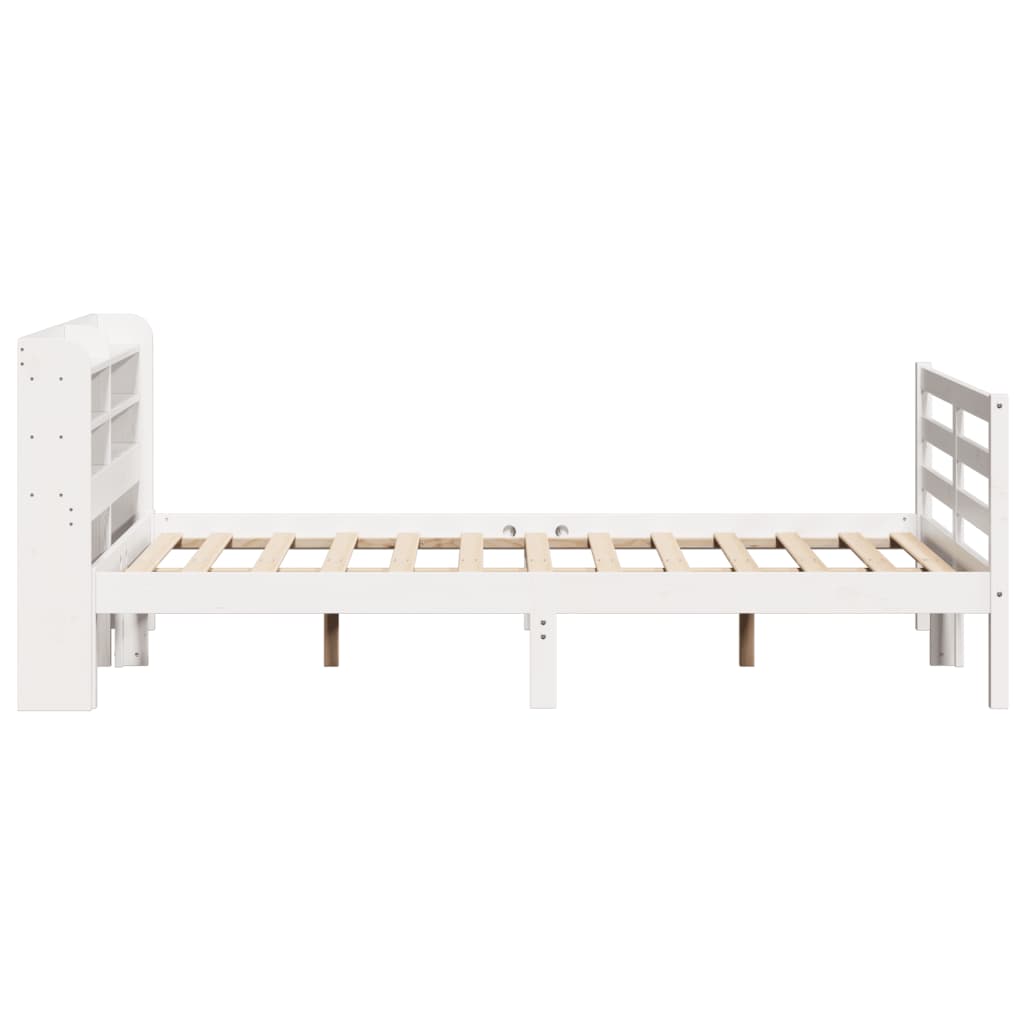 Estrutura de cama com cabeceira 160x200 cm pinho maciço branco