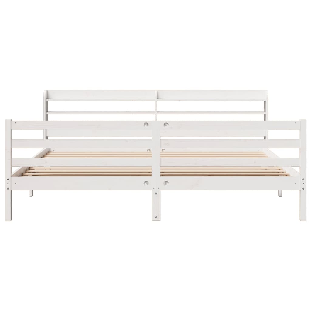 Estrutura de cama com cabeceira 180x200cm pinho maciço branco