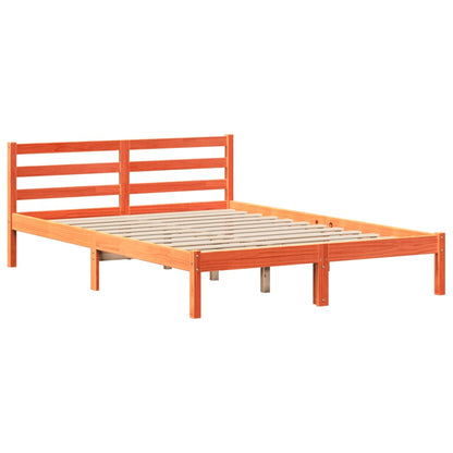 Cama sem colchão 135x190 cm madeira pinho maciça castanho-mel