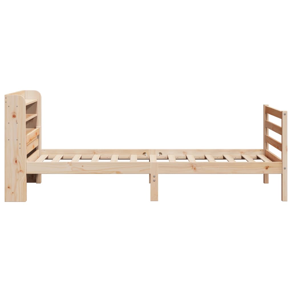 Estrutura de cama com cabeceira 75x190 cm pinho maciço